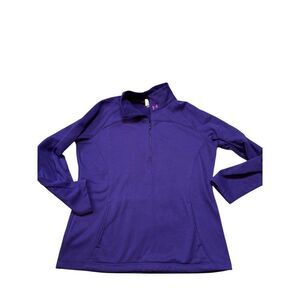 Under Armour Womens Purple 1/2 Zip Pullover Sweatshirt L Polyester Fleece